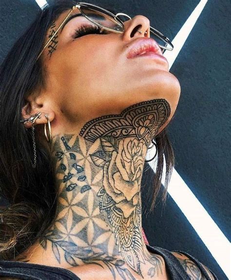 throat tattoos woman|female full neck tattoo.